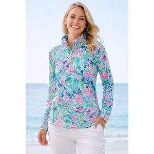 Lilly Pulitzer Salt In The Air‎ Pullover Sweatshirt Thumbholes Womens Medium